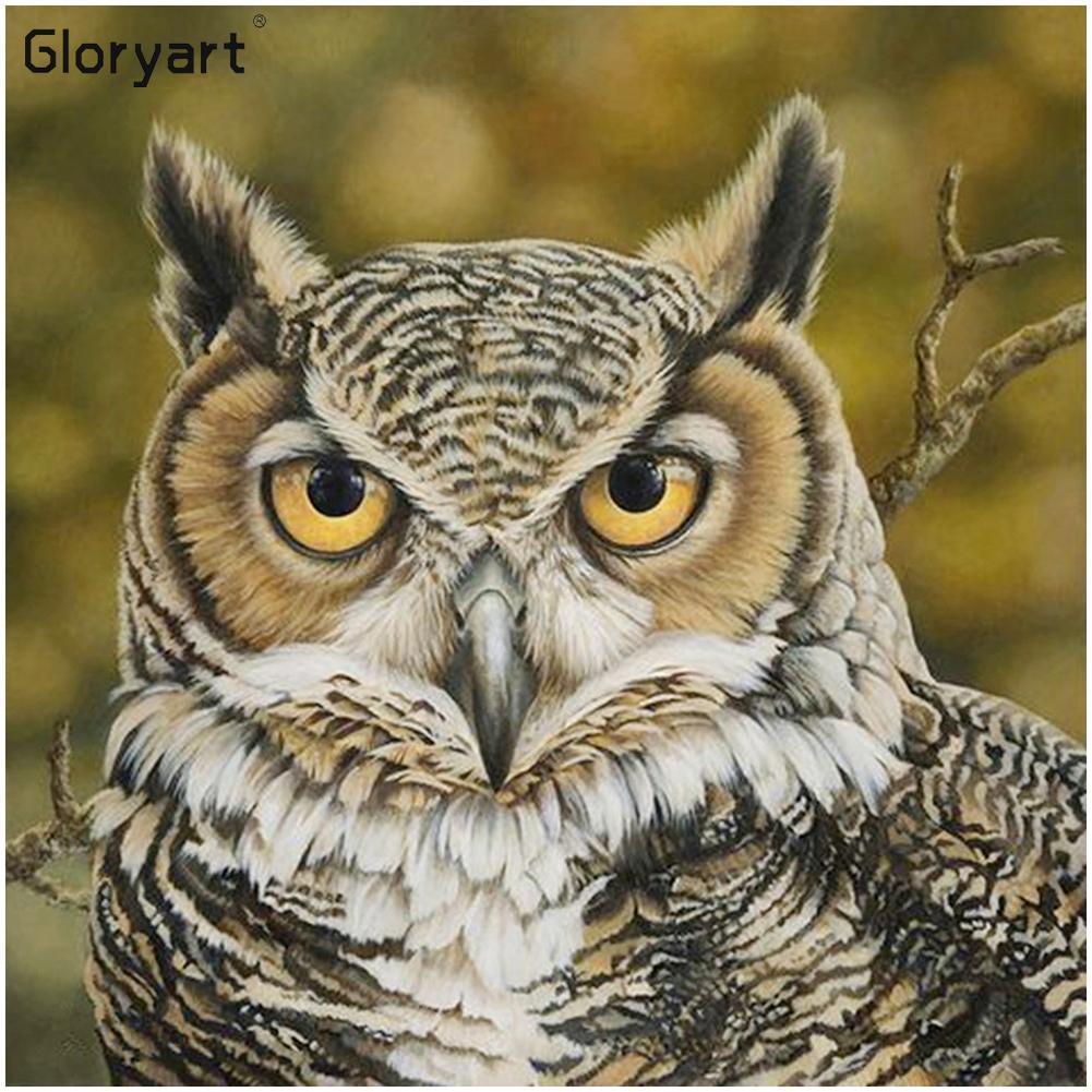 Glorpart hibou - diamant rond complet - 30x30cm