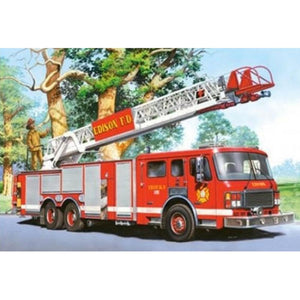 Camion de pompiers - diamant rond complet - 30x40cm