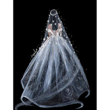 Charger l&#39;image dans la galerie, Robe de mariée - diamant rond complet - 30x40cm
