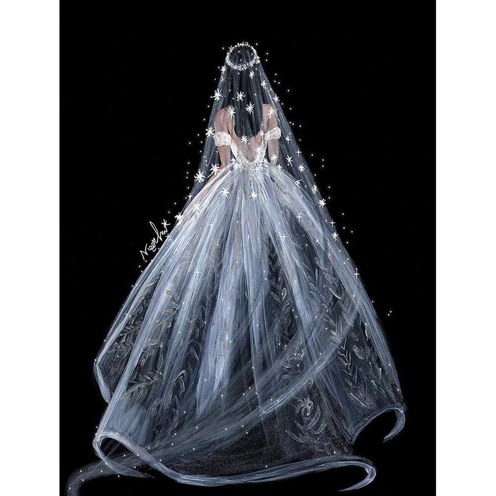 Robe de mariée - diamant rond complet - 30x40cm