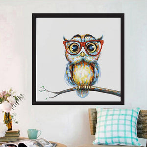 Lunettes hibou - diamant rond complet - 30x30cm