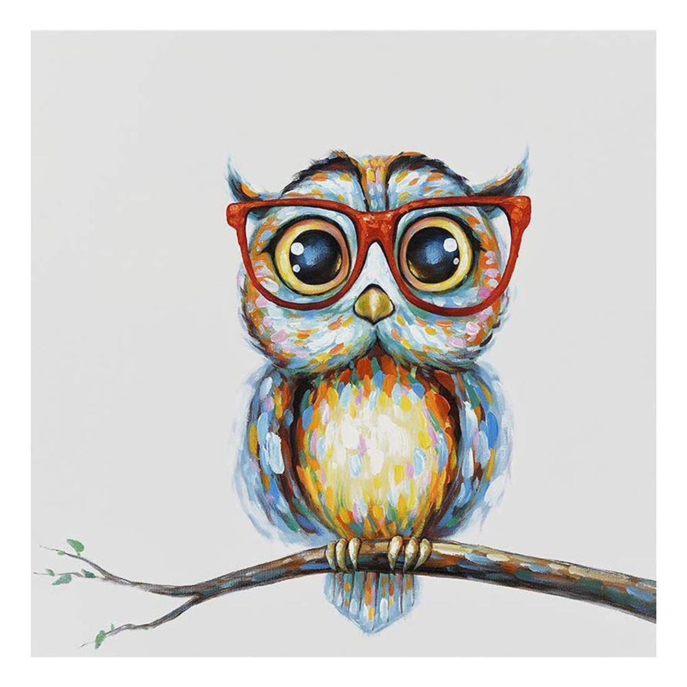 Lunettes hibou - diamant rond complet - 30x30cm