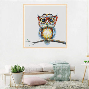 Lunettes hibou - diamant rond complet - 30x30cm