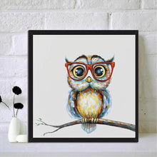 Charger l&#39;image dans la galerie, Lunettes hibou - diamant rond complet - 30x30cm
