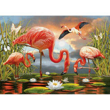 Charger l&#39;image dans la galerie, Oiseau rose - diamant rond complet - 40x30cm
