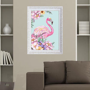 Oiseau rose - peinture complète de diamant - 40x30cm