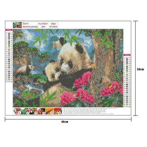 Panda - peinture en diamant complet - 40x30cm