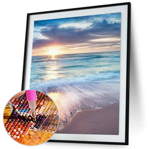 Sunrise beach - peinture diamant pleine - 30x40cm