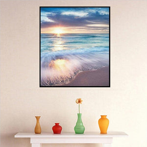 Sunrise beach - peinture diamant pleine - 30x40cm