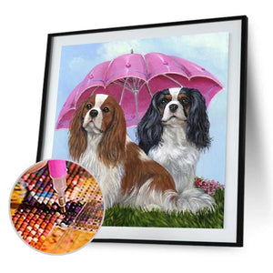 Umbrella chiens animaux - peinture diamant complet - 40x40cm