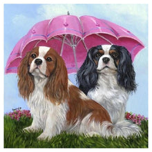 Charger l&#39;image dans la galerie, Umbrella chiens animaux - peinture diamant complet - 40x40cm
