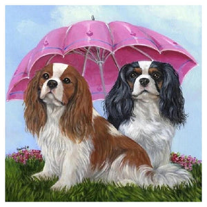 Umbrella chiens animaux - peinture diamant complet - 40x40cm