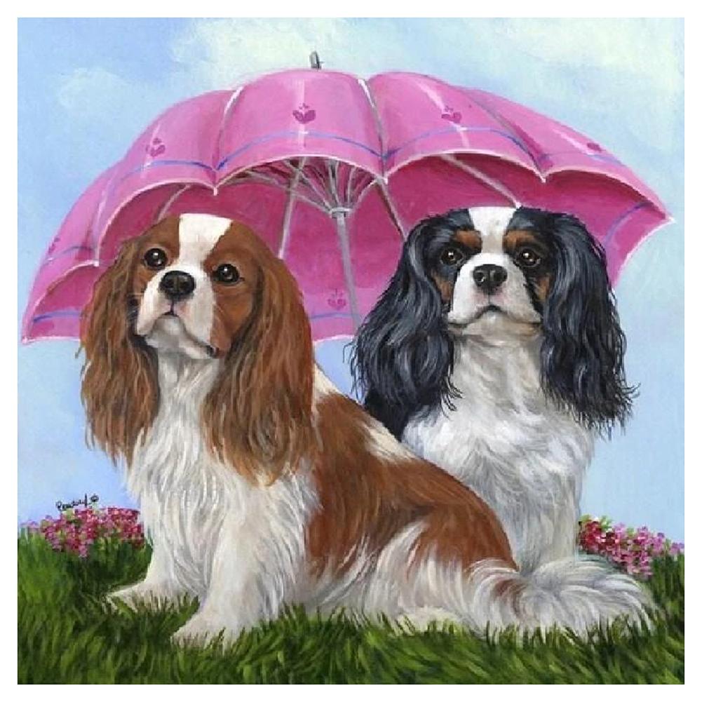 Umbrella chiens animaux - peinture diamant complet - 40x40cm