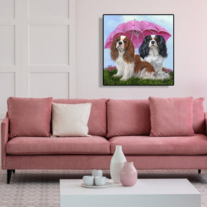 Umbrella chiens animaux - peinture diamant complet - 40x40cm