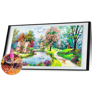 Paysage animal - diamant rond complet - 100x50cm