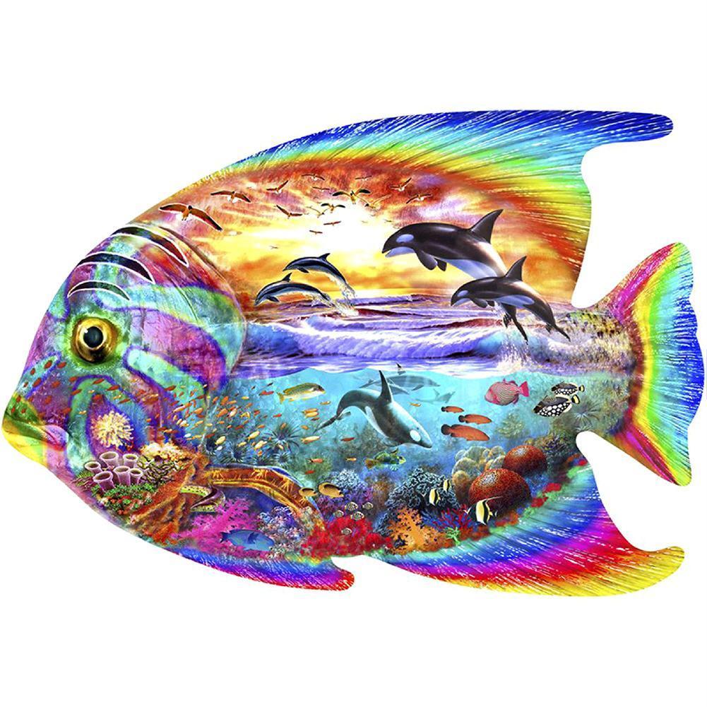 Femmes de poisson - diamant rond complet - 30x30cm