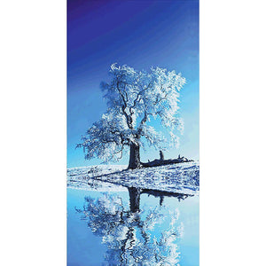 Réflexion d’arbre de neige - diamant rond complet - 45x85cm
