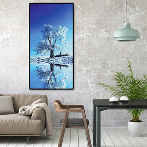 Réflexion d’arbre de neige - diamant rond complet - 45x85cm