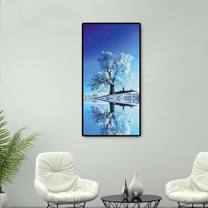 Réflexion d’arbre de neige - diamant rond complet - 45x85cm