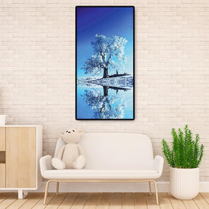 Réflexion d’arbre de neige - diamant rond complet - 45x85cm