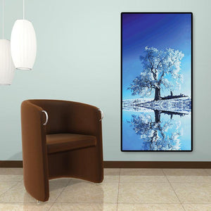 Réflexion d’arbre de neige - diamant rond complet - 45x85cm