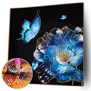 Papillon de fleur - diamant rond complet - 40x40cm