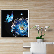 Charger l&#39;image dans la galerie, Papillon de fleur - diamant rond complet - 40x40cm
