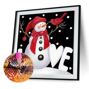 Bonhomme de neige de Noël - diamant rond complet - 30x30cm