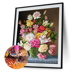 Fleurs de fleur - diamant rond complet - 30x40cm