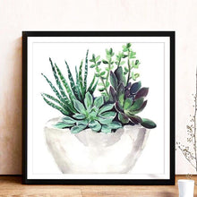 Charger l&#39;image dans la galerie, Plante succulente - diamant rond complet - 30x30cm
