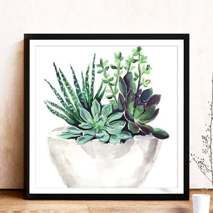 Plante succulente - diamant rond complet - 30x30cm