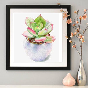 Plante succulente - diamant rond complet - 30x30cm