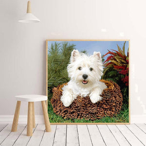 Chien - diamant rond complet - 30x30cm