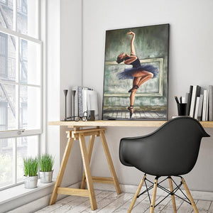 Fille de ballet - diamant rond complet - 30x40cm