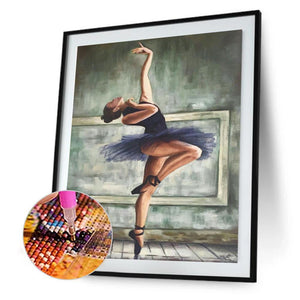 Fille de ballet - diamant rond complet - 30x40cm