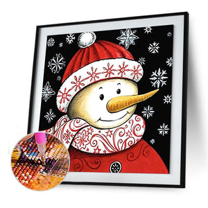 Bonhomme de neige - diamant rond complet - 30x30cm