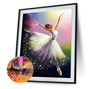 Fille de ballet - diamant rond complet - 30x40cm