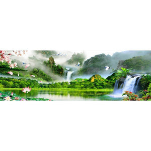 Jardin de chute d’eau - diamant rond complet - 100x40cm