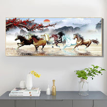 Charger l&#39;image dans la galerie, 100x50cm neuf chevaux de course - diamant rond complet - 100x50cm
