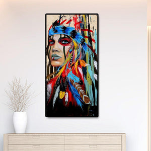 45x85cm fille aborigène - diamant rond complet - 45x85cm