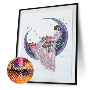 GIRL MOON BRICOLAGE CRISTAL STRASS DIAMANT PEINTURE 30*40cm