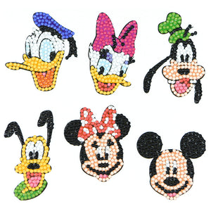 6pcs-Mickey Mouse-Diamond Painting Autocollants