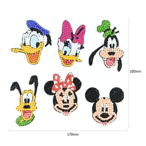 6pcs-Mickey Mouse-Diamond Painting Autocollants