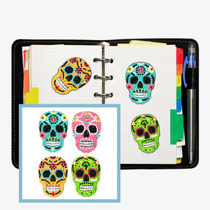 4pcs-Four Color Skull-Diamond Painting Autocollants