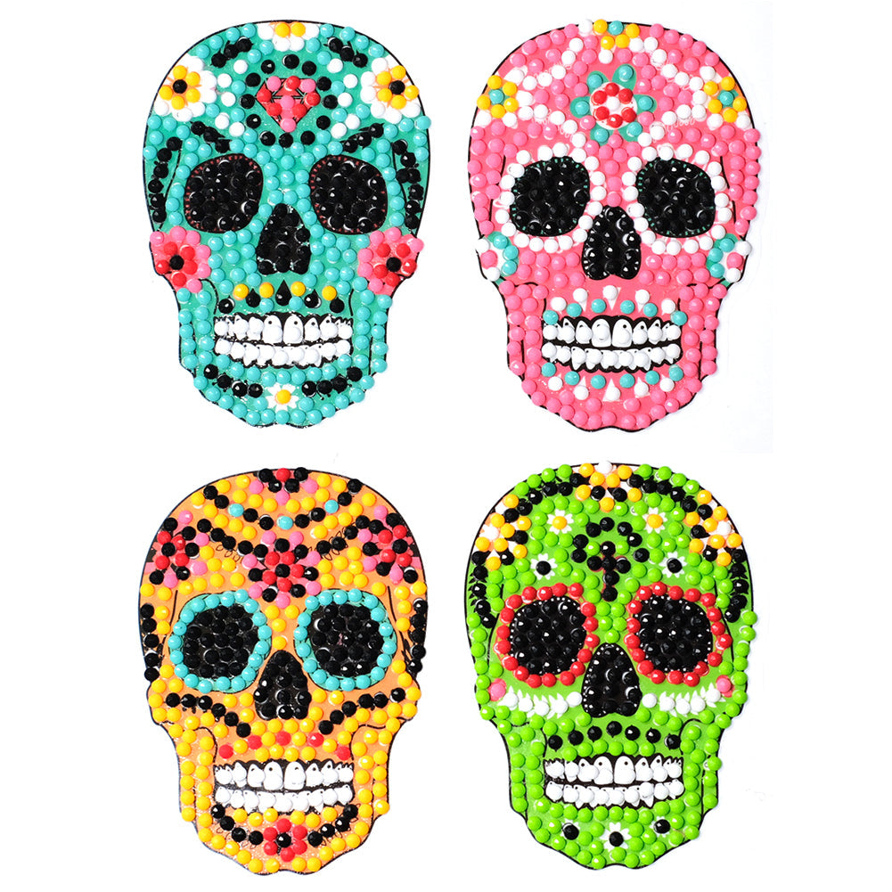 4pcs-Four Color Skull-Diamond Painting Autocollants