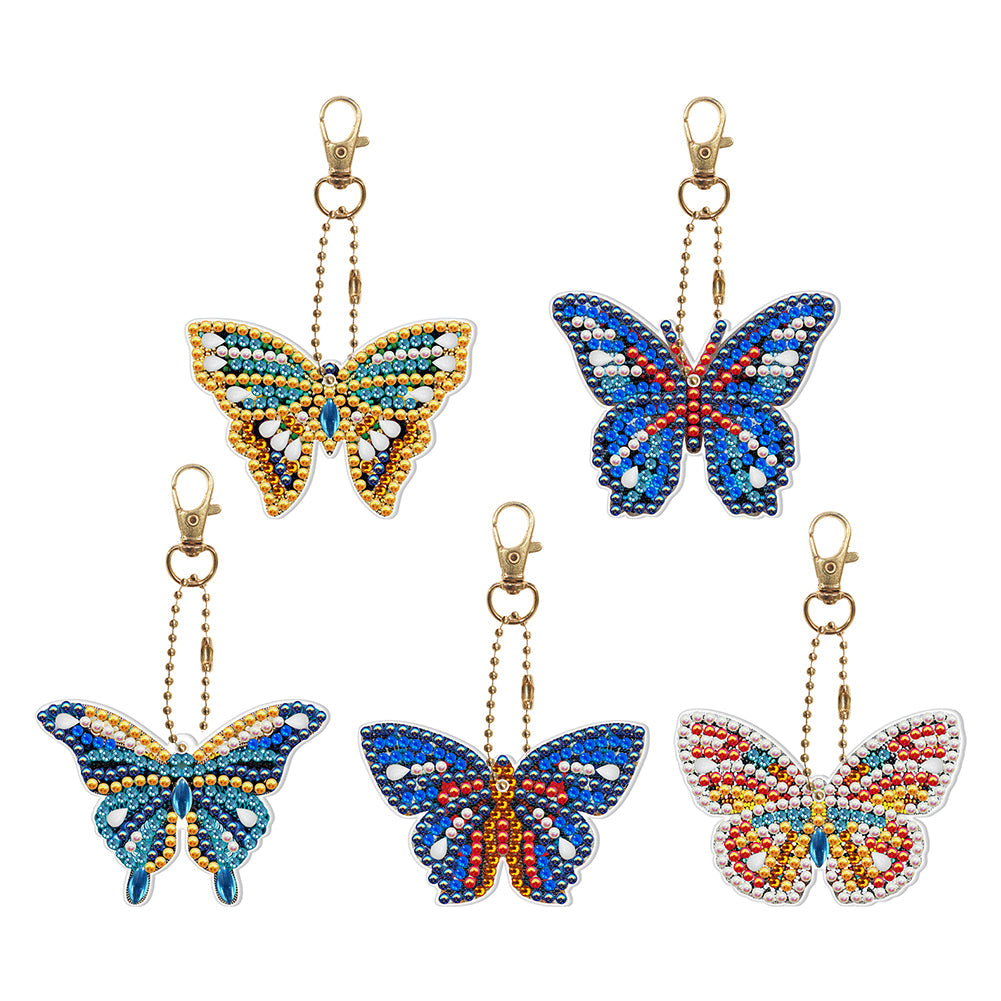 5pièces Papillon Simple face Porte-clés