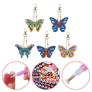 5pièces Papillon Simple face Porte-clés