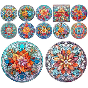 Sirène en Vitrail Flower-Full Round Diamond Painting-30x30cm