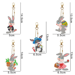 5pcs porte-clés perceuse double face lapin de Pâques