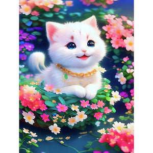 chat fleur-complet Diamond Painting-30x40cm